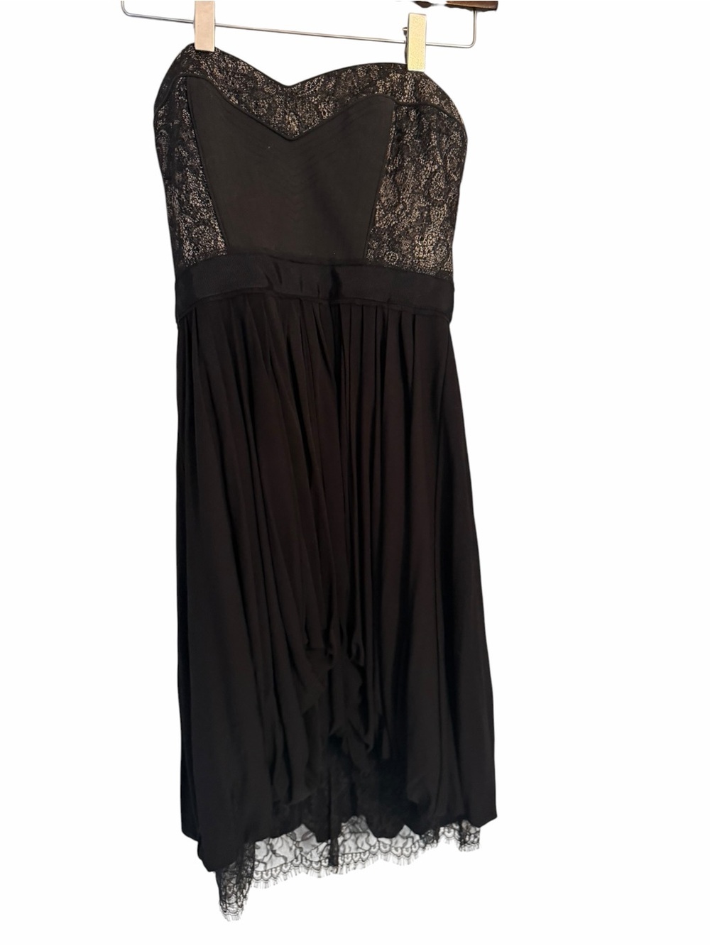 BCBGMaxAzria | Dresses | Bcbg Max Azria Kore Dress Witchy Y2k Black Strapless Mini Pleated Lace Xs Party